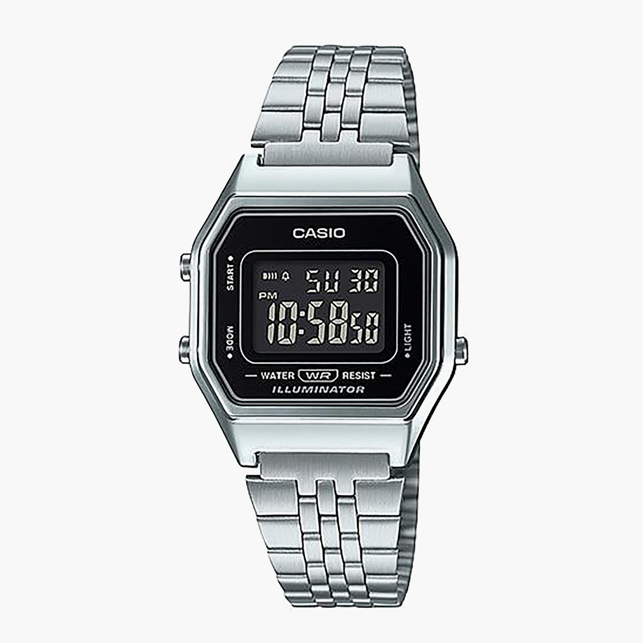 Casio Women's Silver Digital Stainless Steel Strap Watch -LA680WA-1BDF-women-watchesandjewellery-watches-image-2
