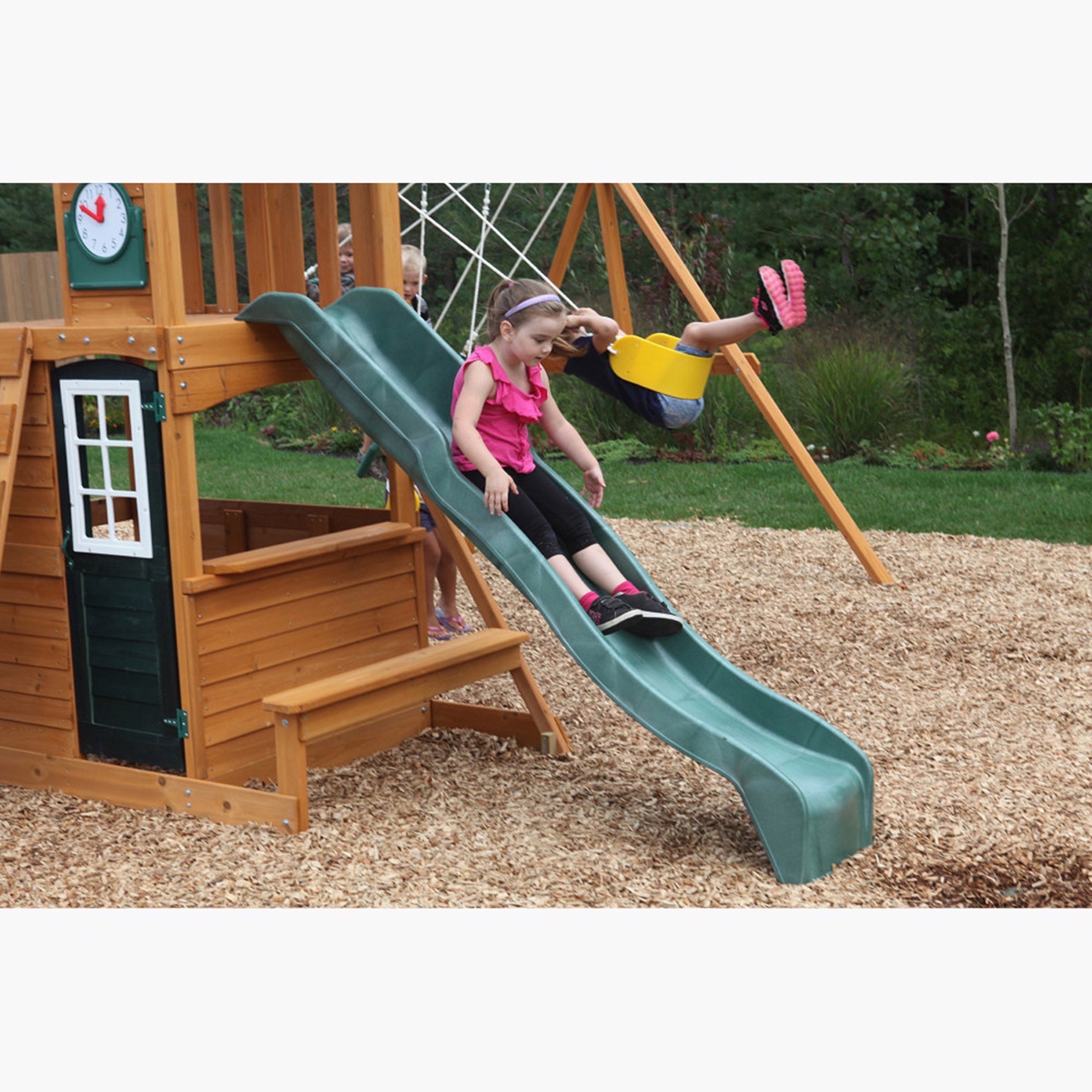 kidkraft cranbrook wooden swing set play house