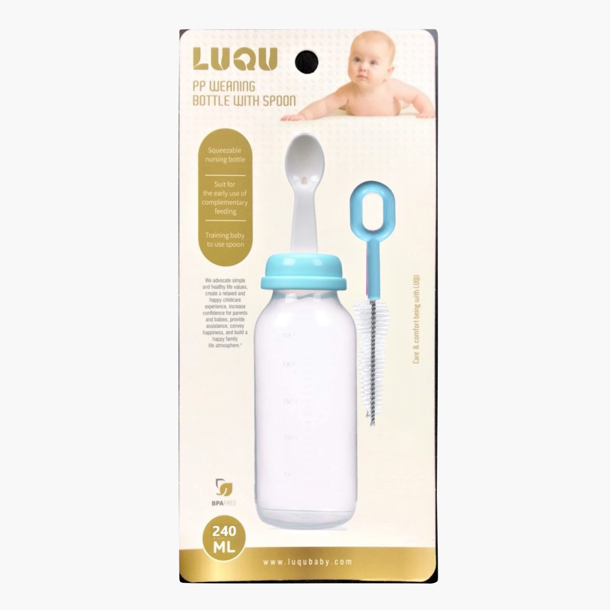 Luqu Nursing Bottle with Spoon - 240 ml-baby-feeding-feedingbottles-bottlesandteats-image-4