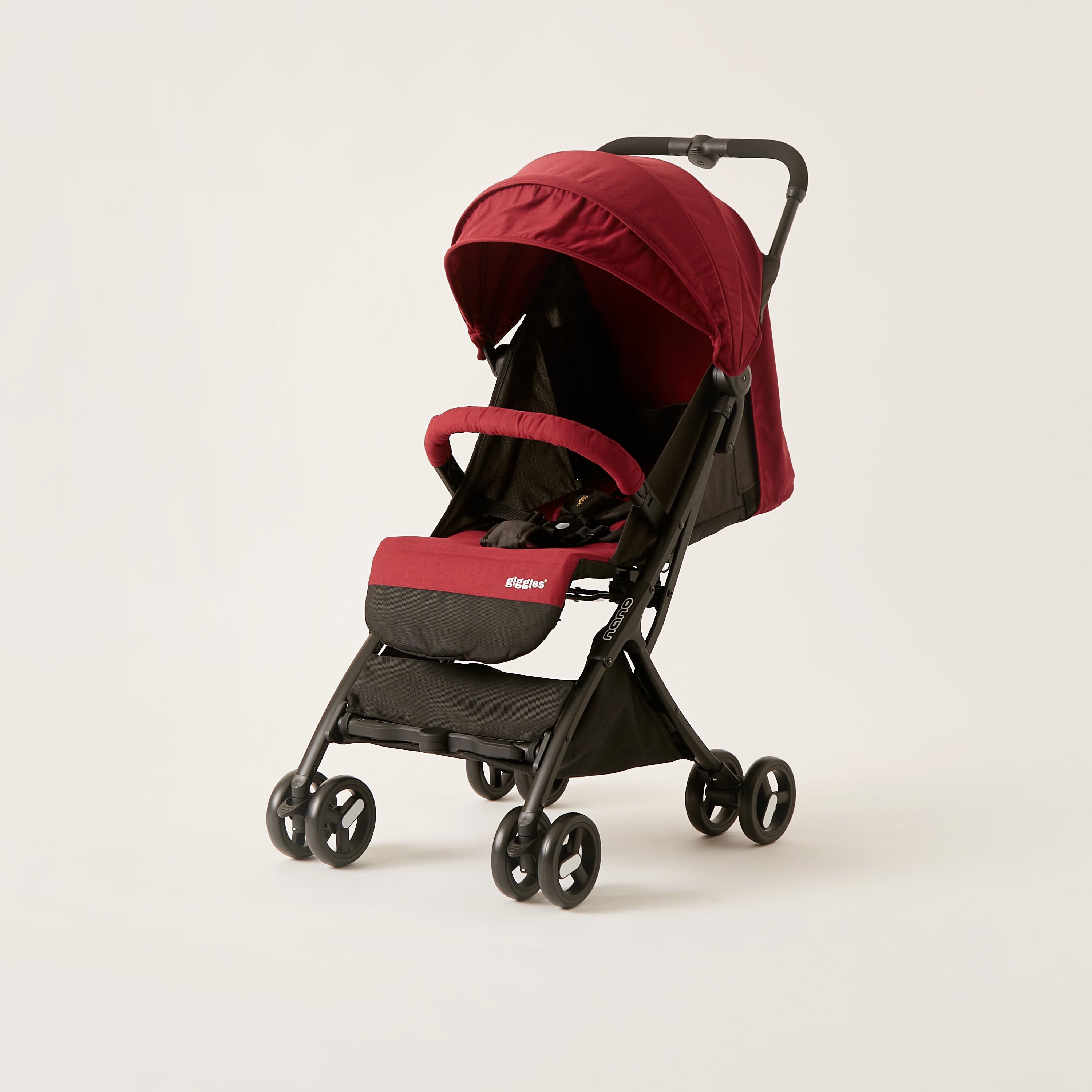 Giggles Red Nano 3 Fold Baby Stroller with Multi-Position Reclining Seat (Upto 3 years)-baby-gear-strollersandprams-strollers-image-1