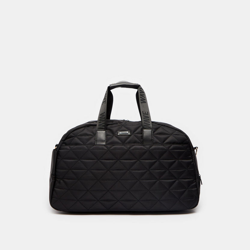 Wave Textured Duffel Bag with Detachable Strap and Zip Closure-Duffle Bags-image-0