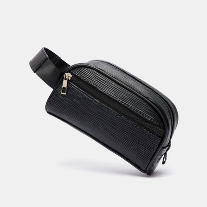 Duchini Textured Pouch with Zip Closure and Wrist Strap