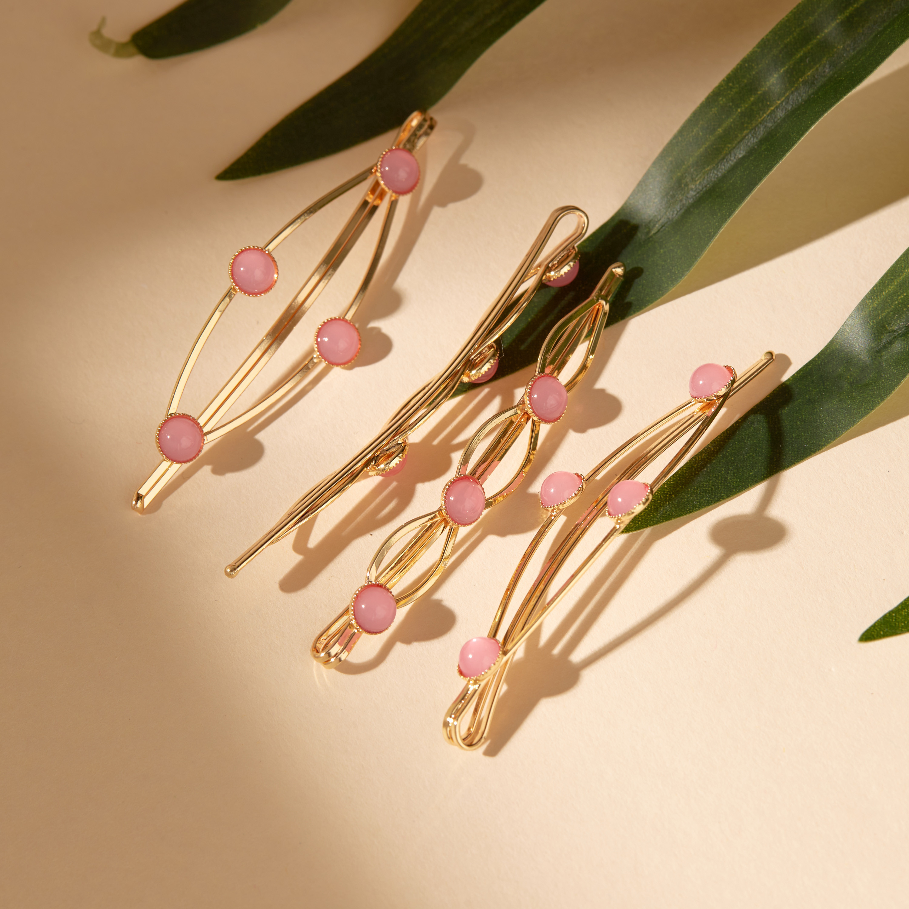دبوس شعر ميتاليك مزين بالأحجار - طقم من 4-women-hairaccessories-hairpins-image-2