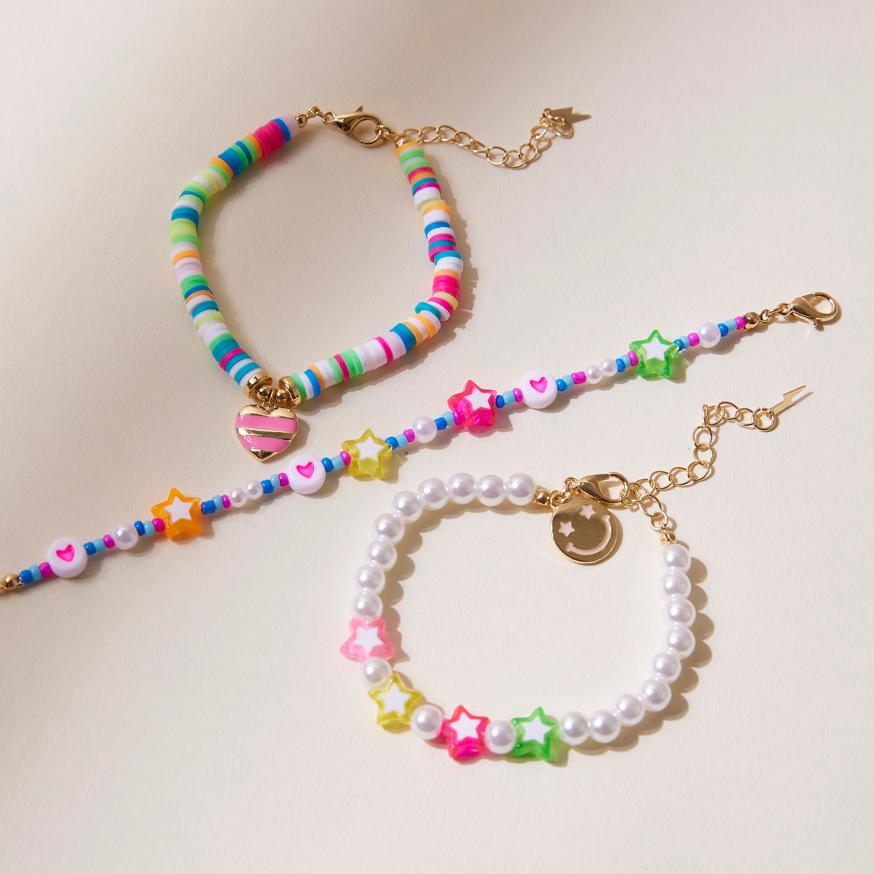 Mistotes Bead Embellished Bracelet with Lobster Clasp Closure - Set of 3-women-watchesandjewellery-jewellery-banglesandbracelets-image-2