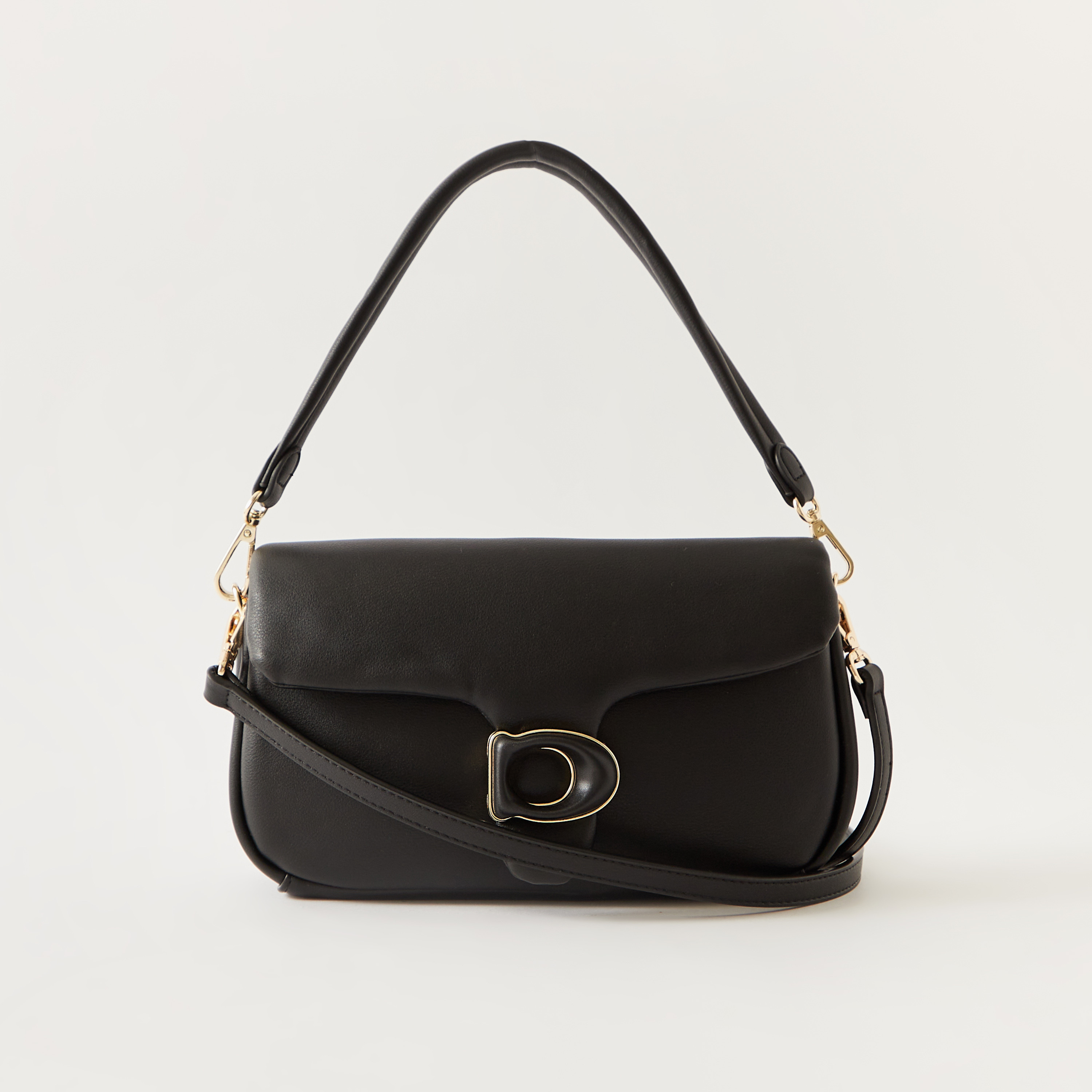 Chrisbella Baguette Bag with Detachable Strap and Snap Button Closure-women-bagsandwallets-handbags-image-1