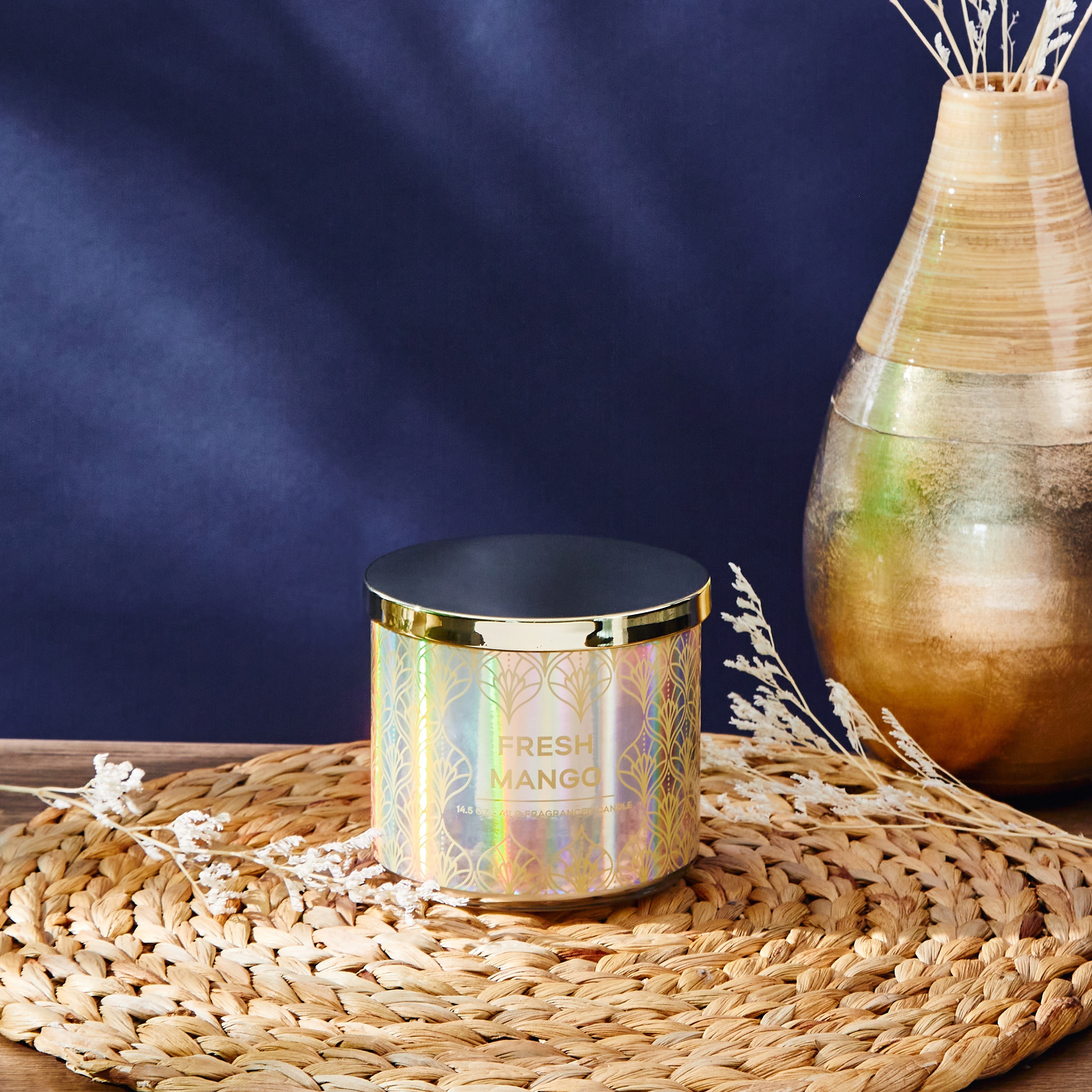 Glitter Fresh Mango 3-Wick Jar Candle - 9 cms-household-homefragrance-candles-image-2