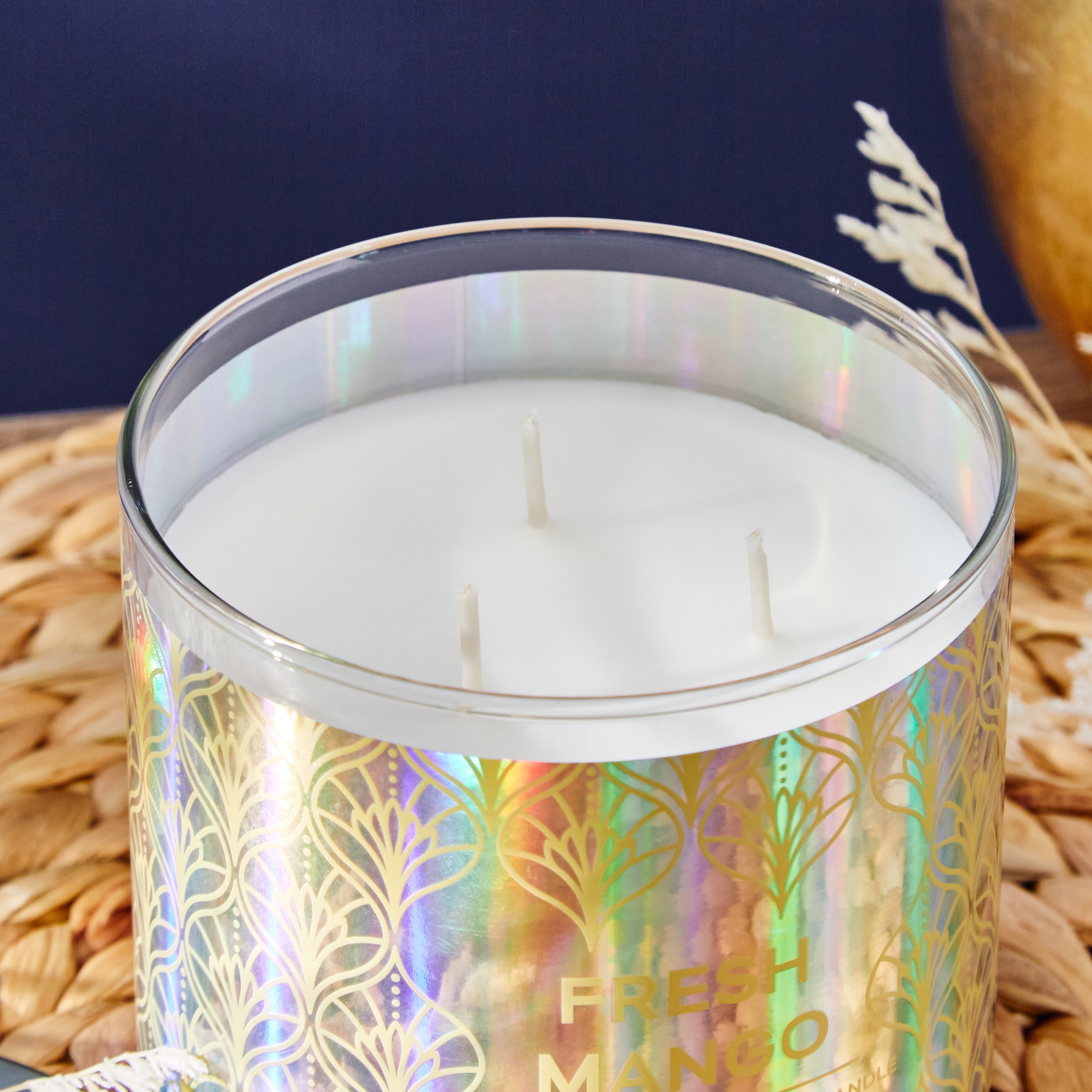 Glitter Fresh Mango 3-Wick Jar Candle - 9 cms-household-homefragrance-candles-image-3