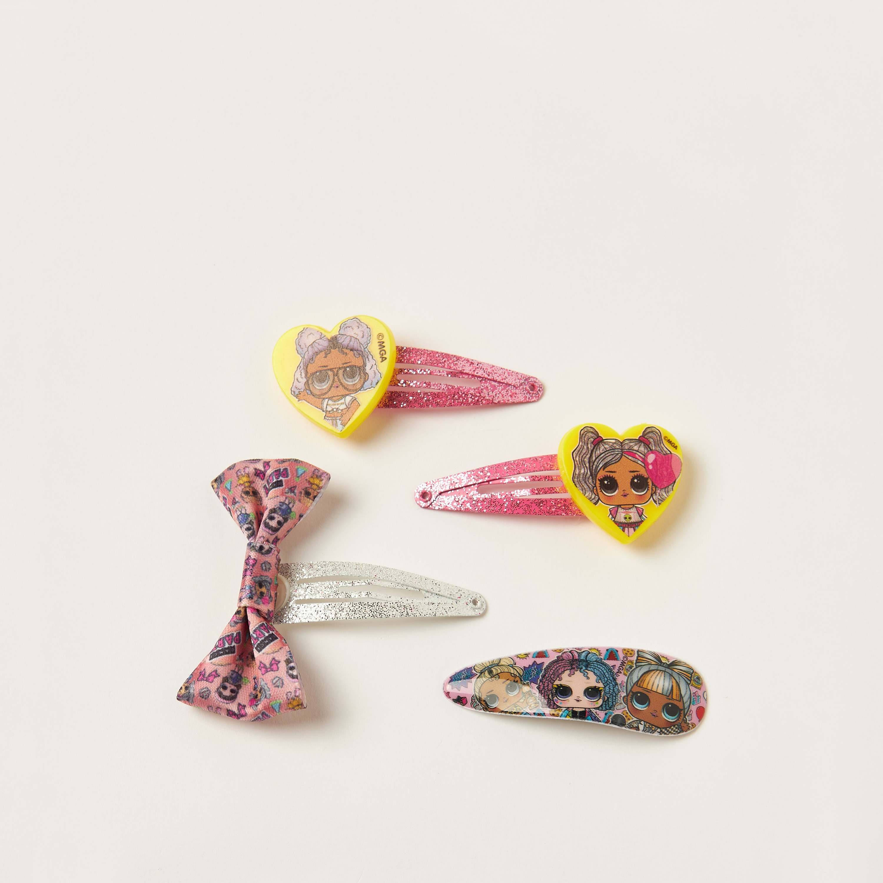 طقم مشابك شعر مزيّن من إل أو إل سربرايز - طقم من 4 قطع-baby-girls-accessories-hairaccessories-image-1