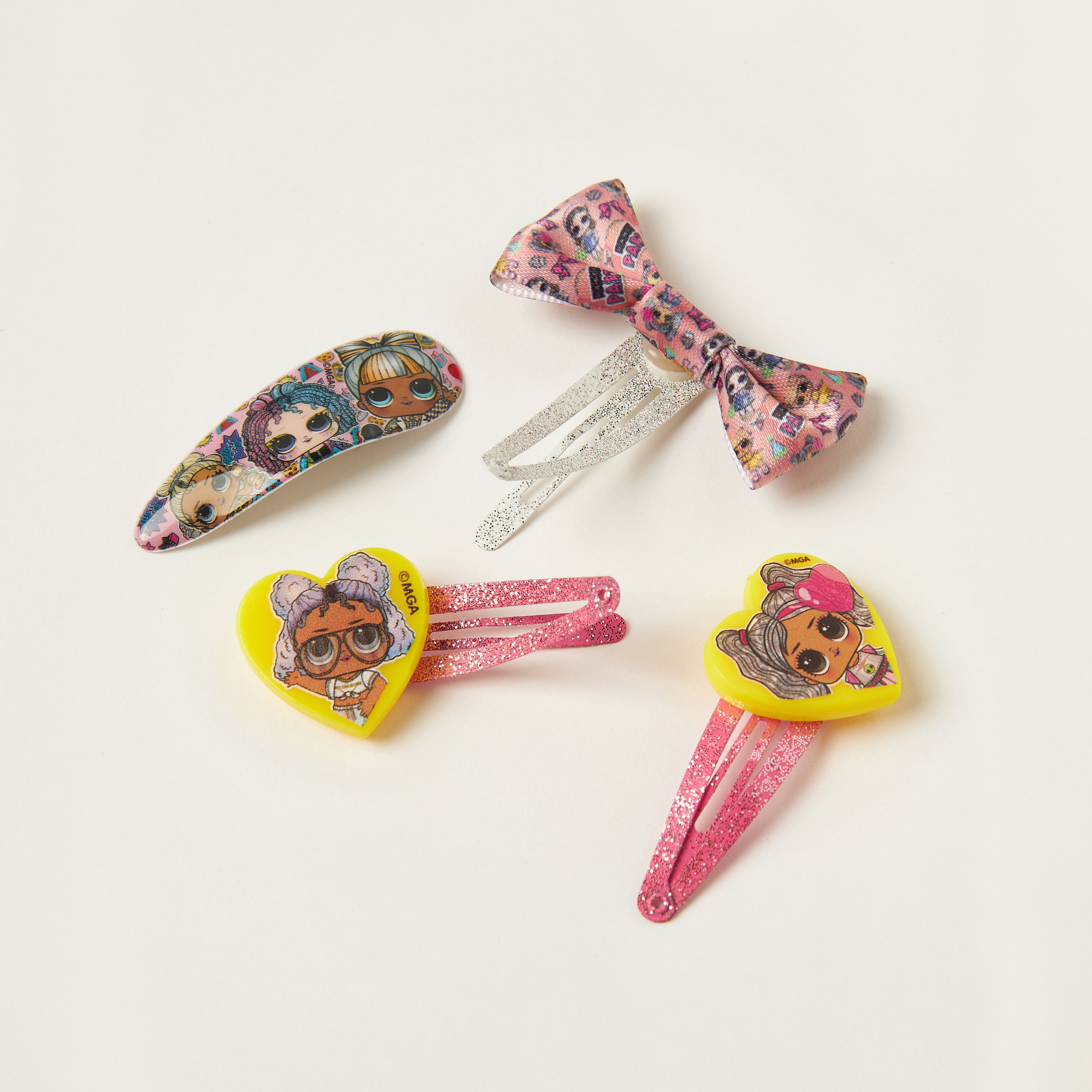 طقم مشابك شعر مزيّن من إل أو إل سربرايز - طقم من 4 قطع-baby-girls-accessories-hairaccessories-image-4