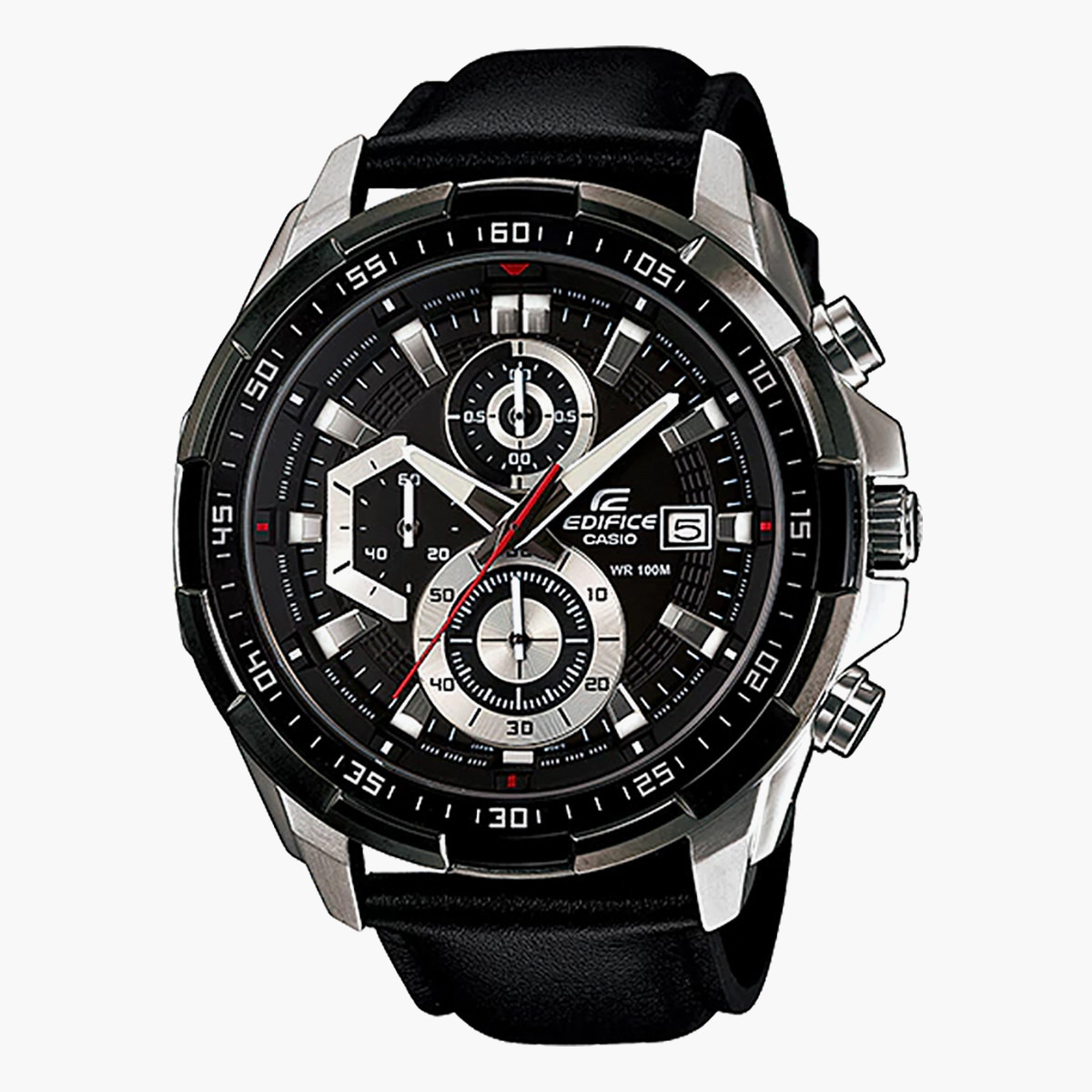 Edifice Men's Black Chronograph Leather Strap Watch -EFR-539L-1AVUDF-men-watchesandjewellery-watches-image-1