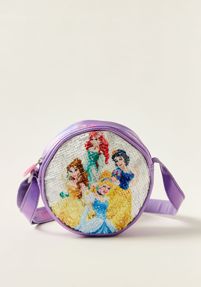Disney Princess Embellished Crossbody Bag with Zip Closure-Bags and Backpacks-image-0