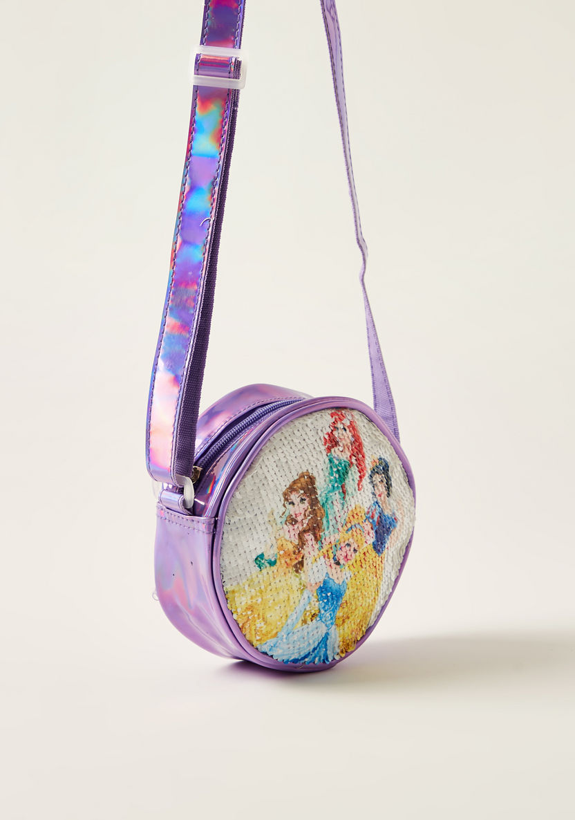 Disney Princess Embellished Crossbody Bag with Zip Closure-Bags and Backpacks-image-1