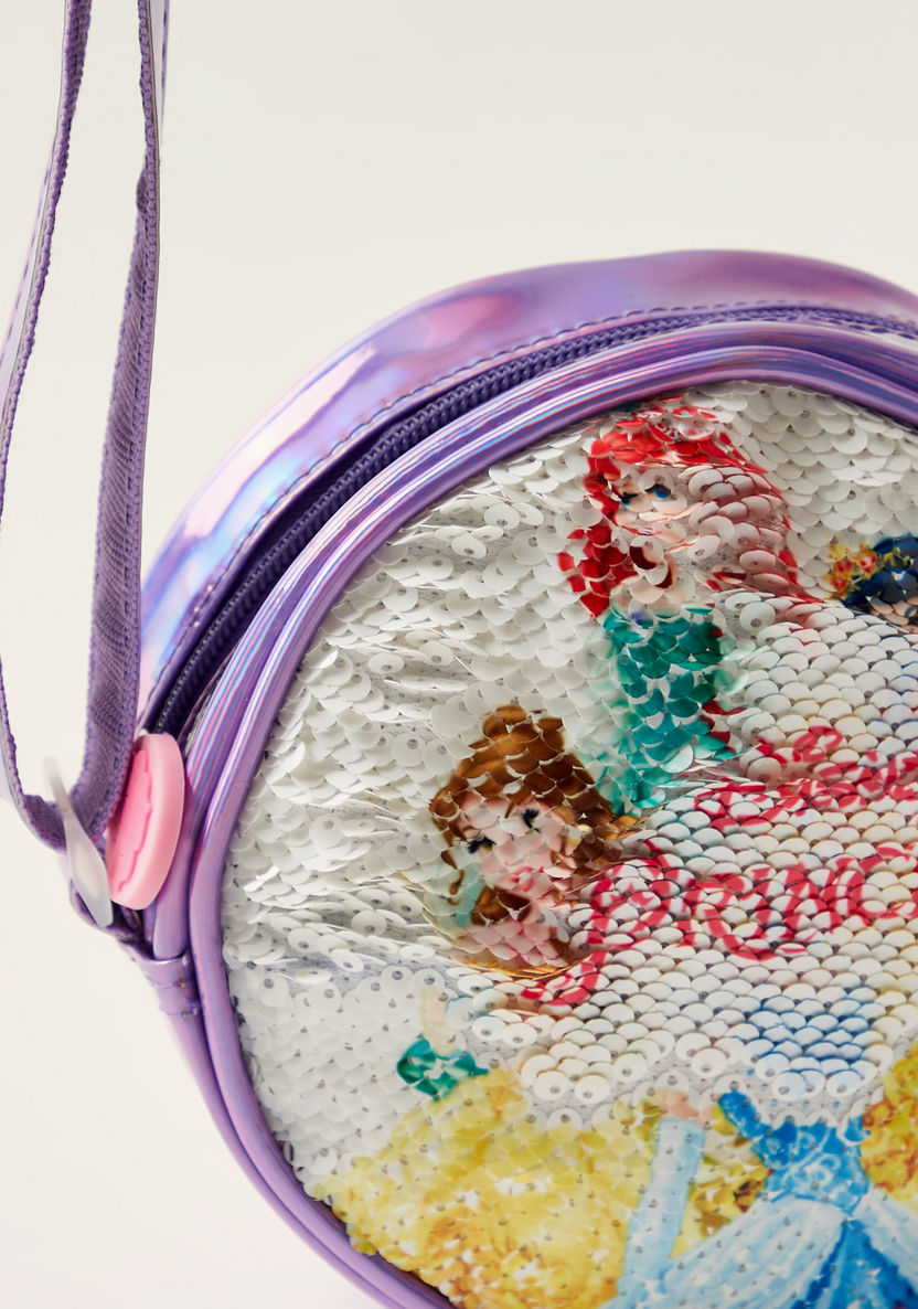 Disney Princess Embellished Crossbody Bag with Zip Closure-Bags and Backpacks-image-2