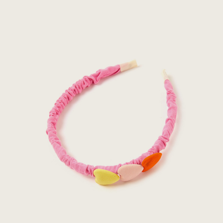 Gloo Heart Accented Headband with Ruched Detail