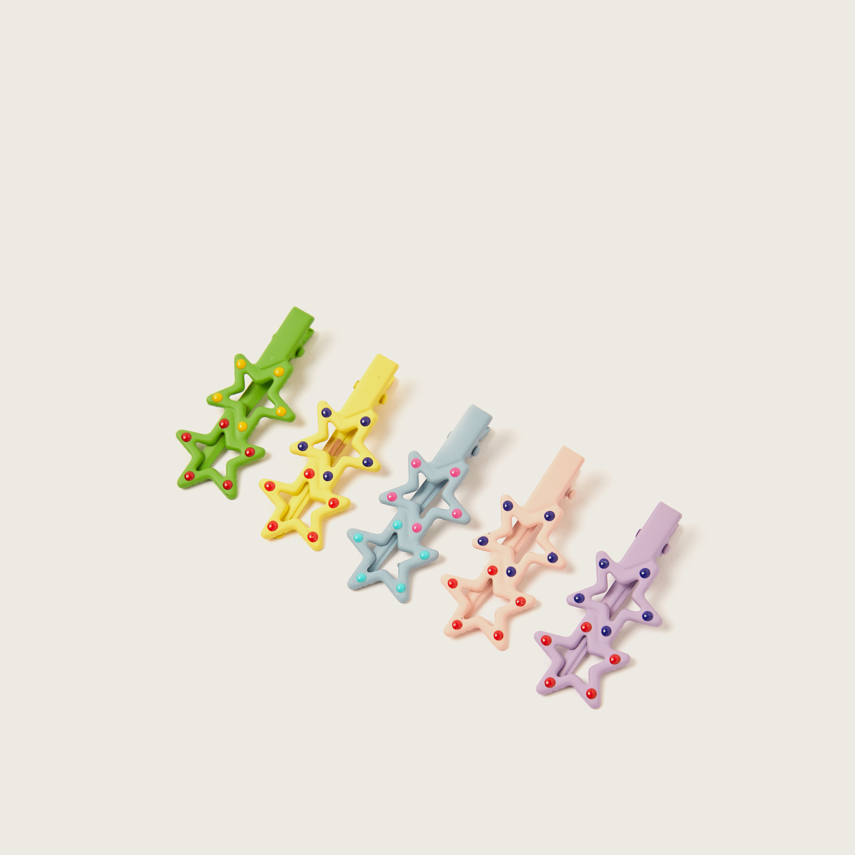 Gloo Star Accented Hair Clip - Set of 5-baby-girls-accessories-hairaccessories-image-1
