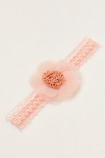 Gloo Lace Textured Headband with Floral Accent