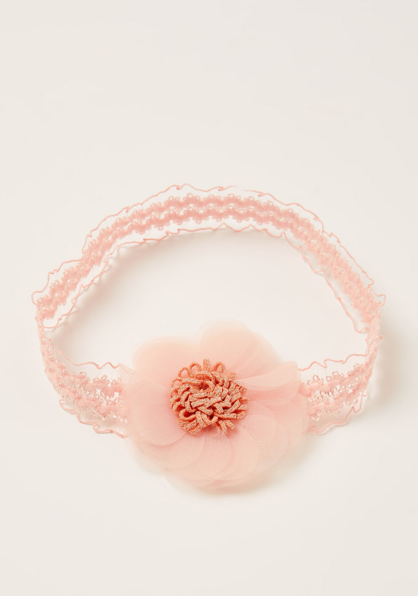 Gloo Lace Textured Headband with Floral Accent-Hair Accessories-image-1