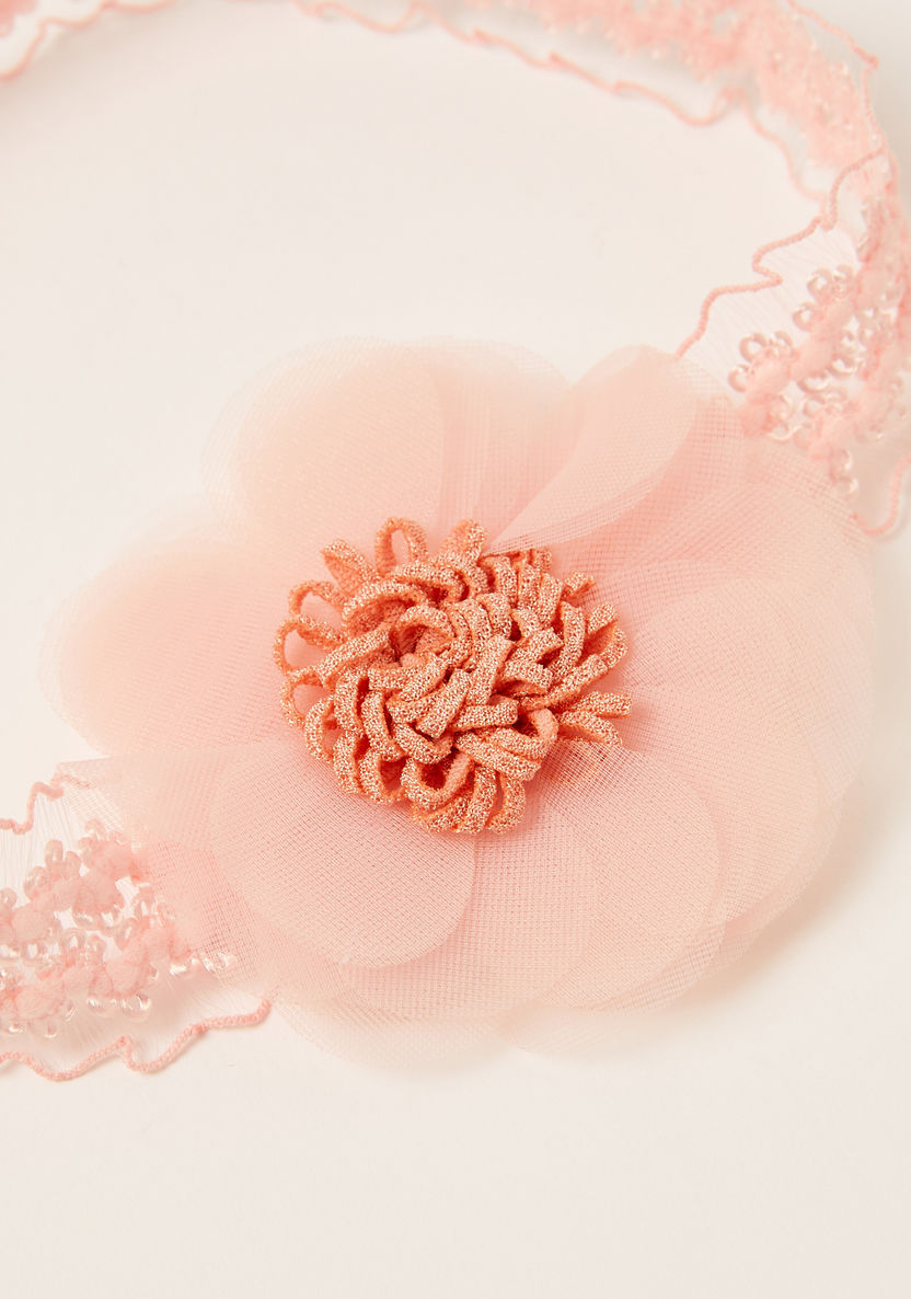 Gloo Lace Textured Headband with Floral Accent-Hair Accessories-image-2