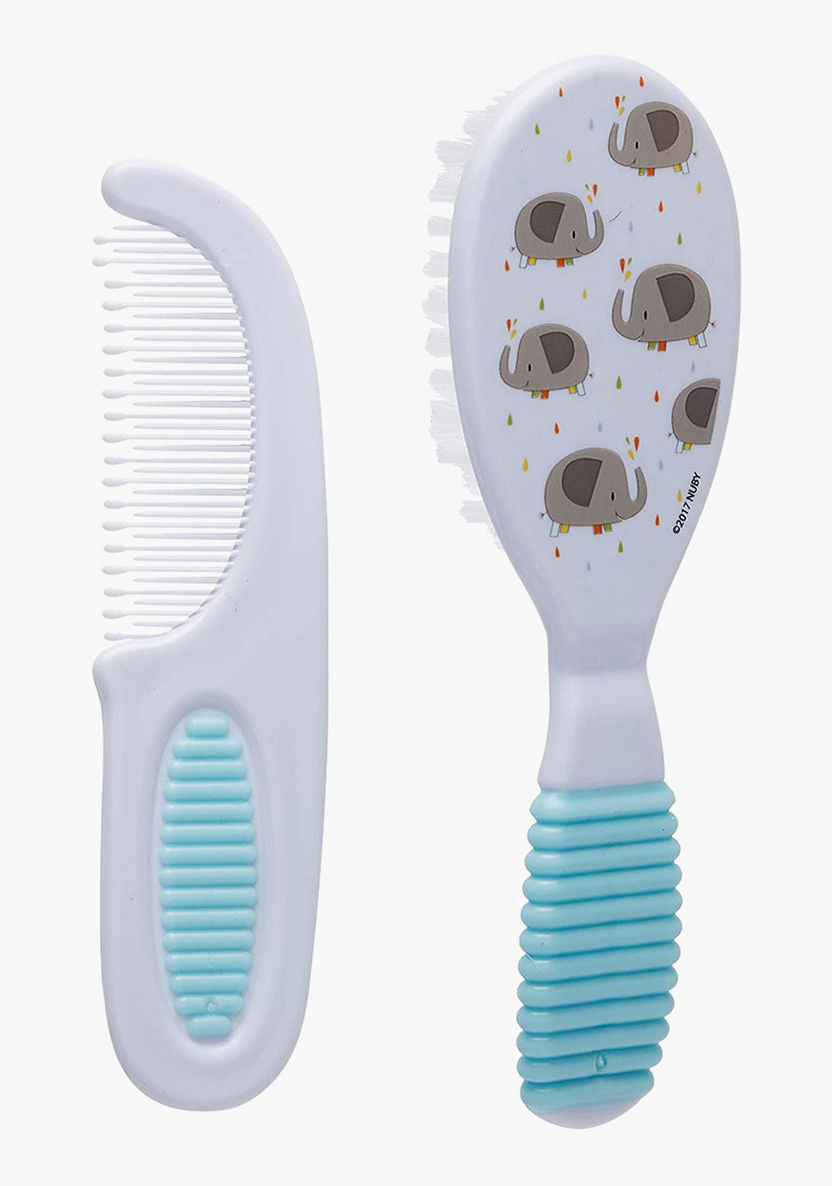 Nuby Elephant Print Comb and Brush Set-Grooming-image-0