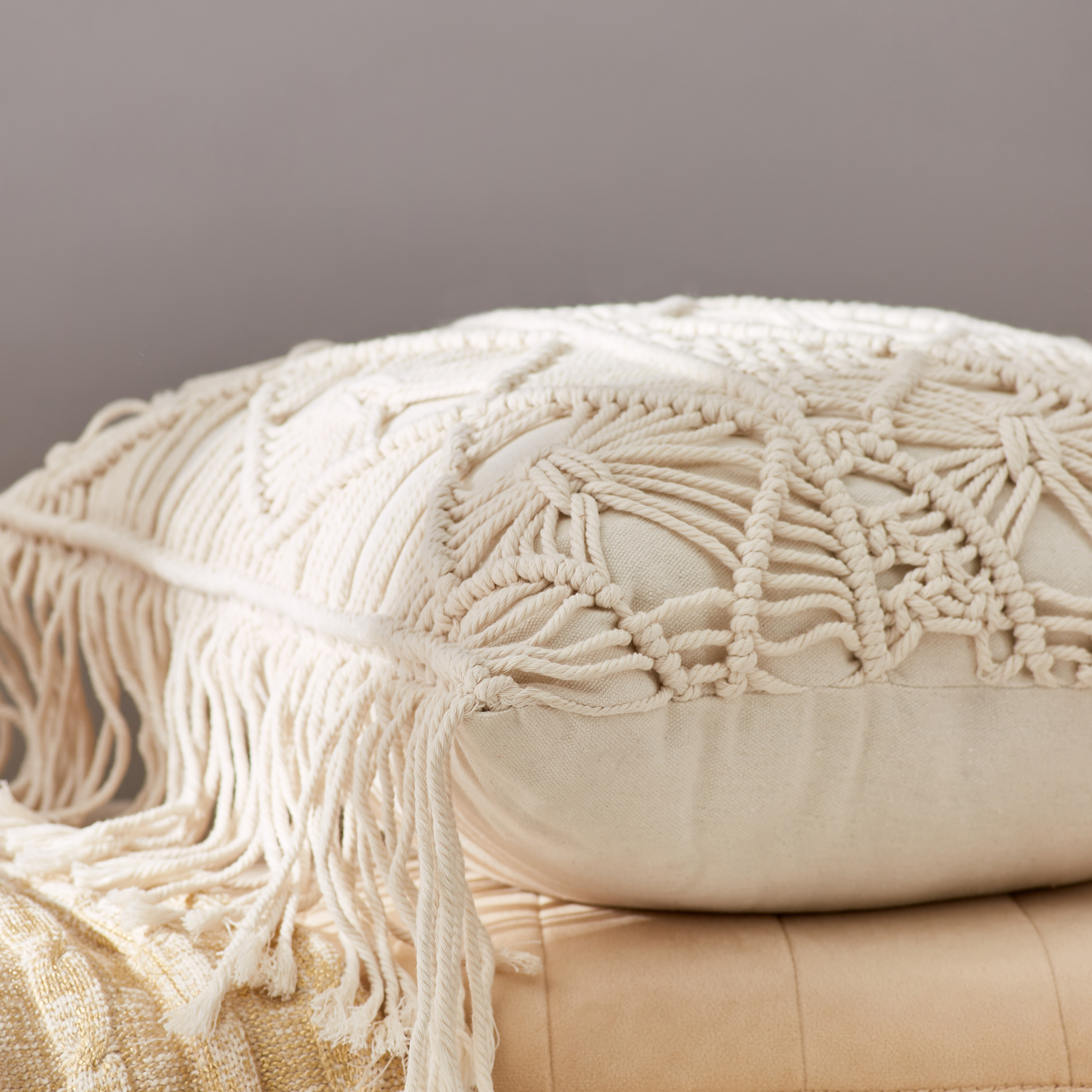 Textured Cushion with Tassel Detail - 45x45 cms-household-cushionsandthrows-cushioncovers-image-2