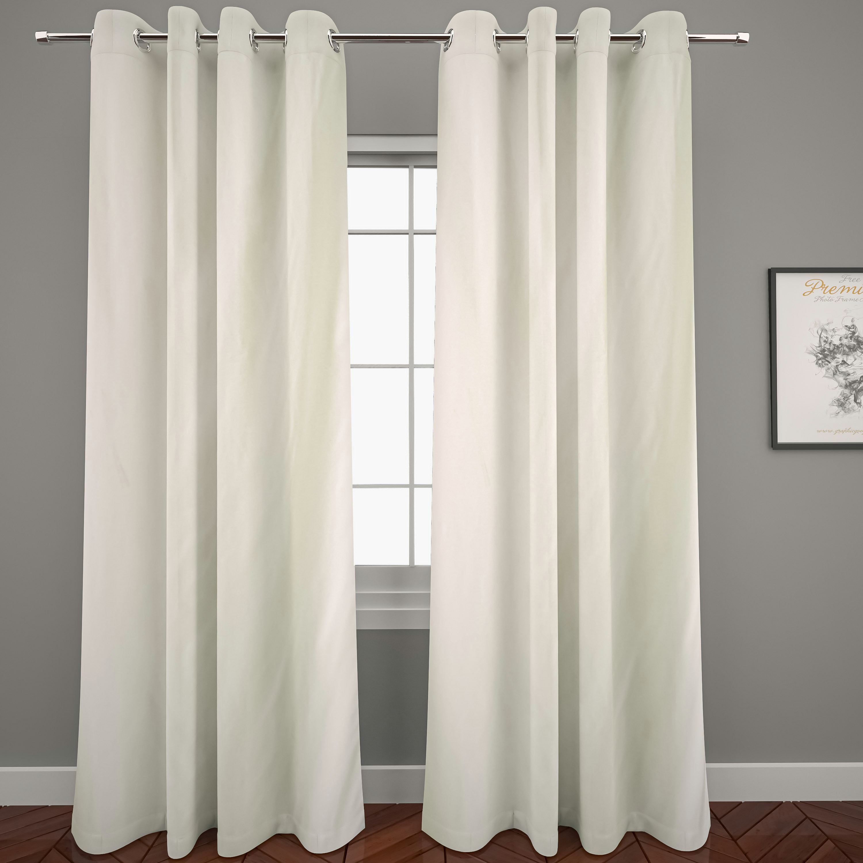 طقم ستائر سادة بحلقات قطعتين - 140x260 سم-household-windows-curtains-image-1