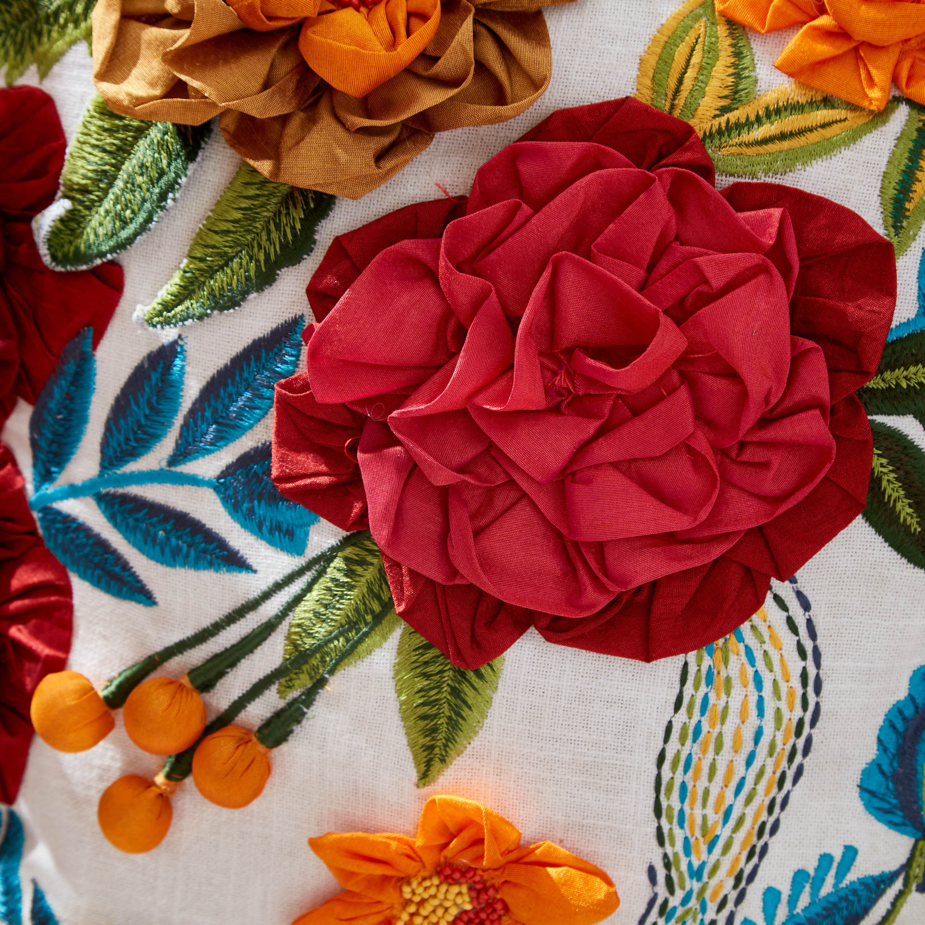 Floral Embellished Filled Cushion - 45x45 cms-household-cushionsandthrows-cushioncovers-image-3