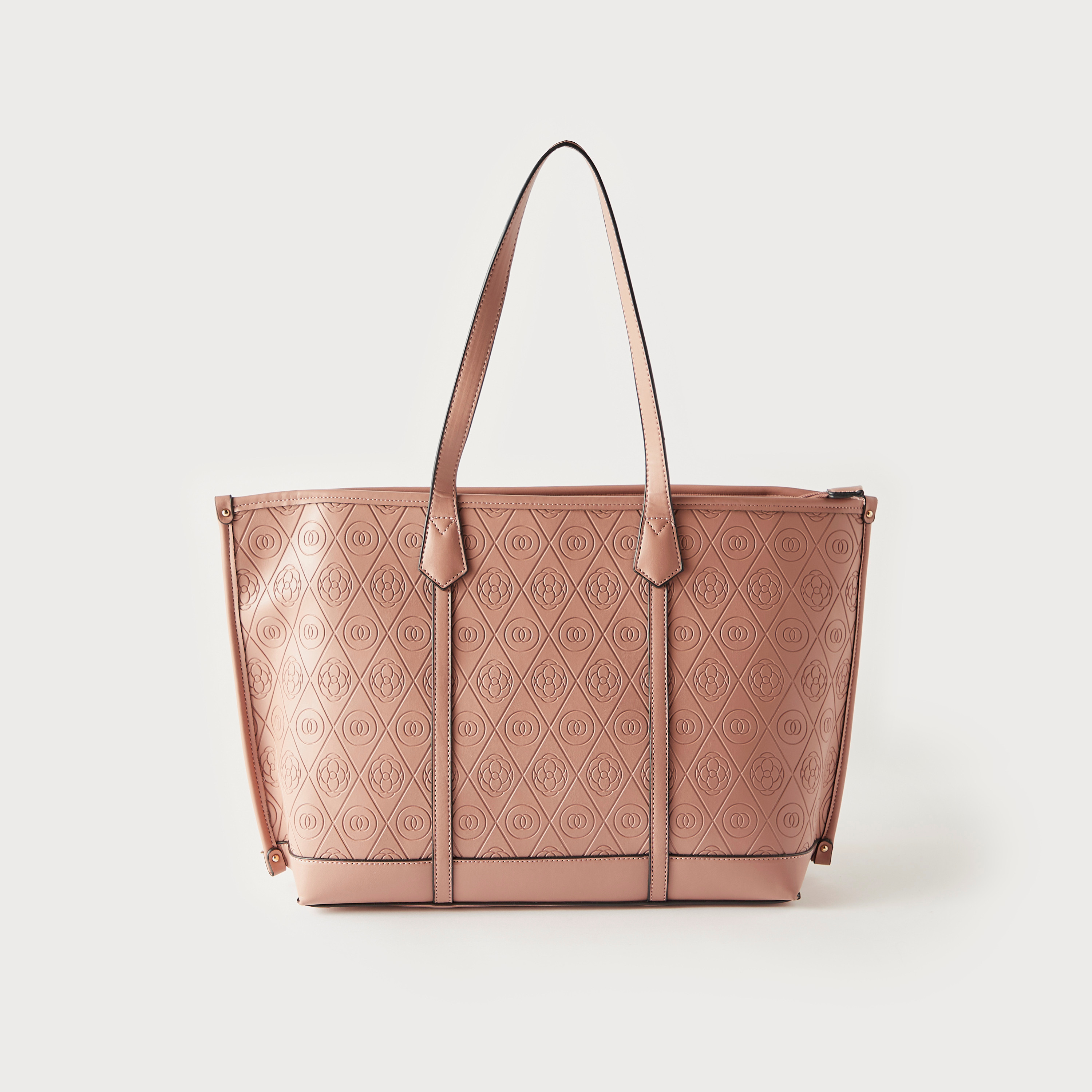 Sasha Embossed Tote Bag with Double Handles-women-bagsandwallets-handbags-image-1