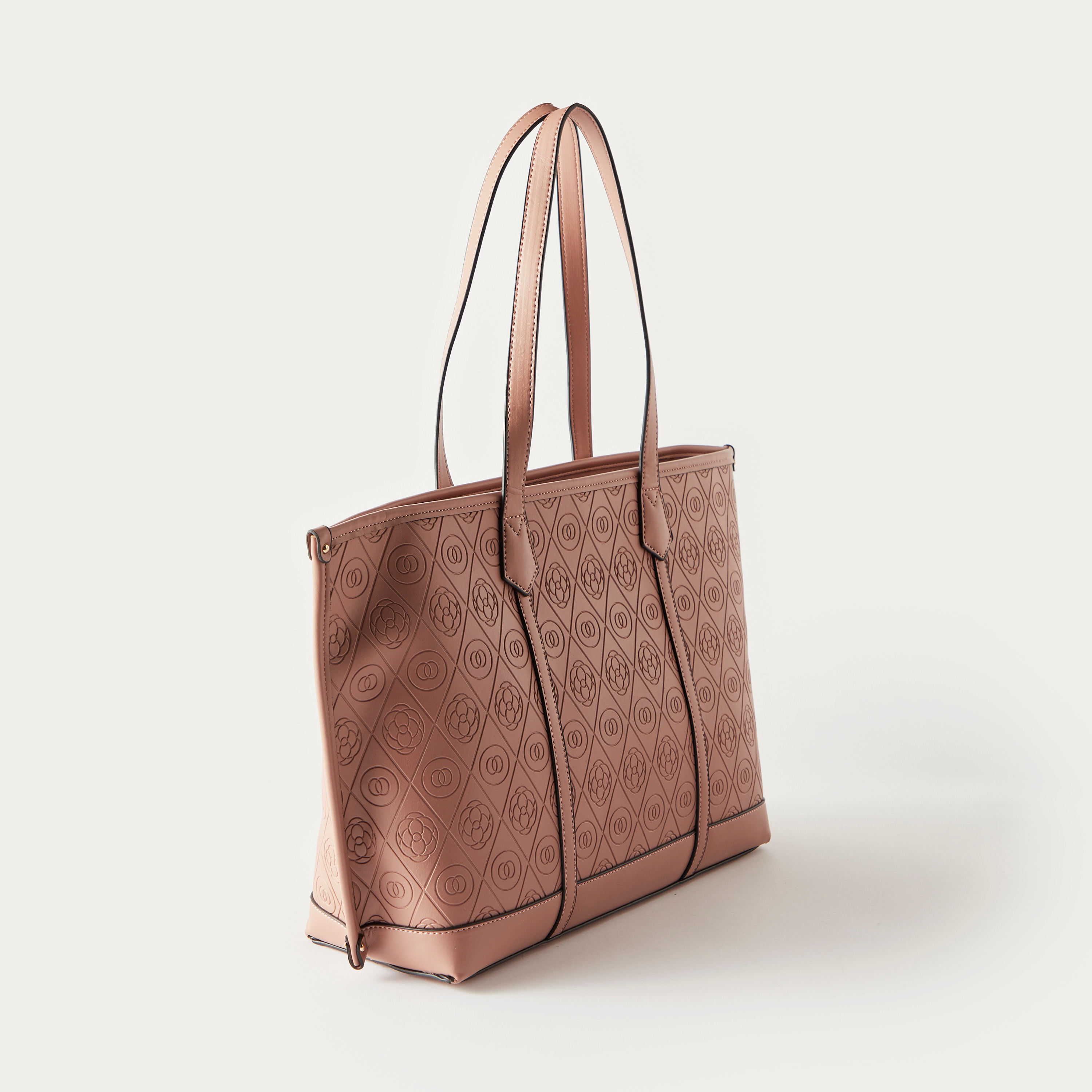 Sasha Embossed Tote Bag with Double Handles-women-bagsandwallets-handbags-image-2