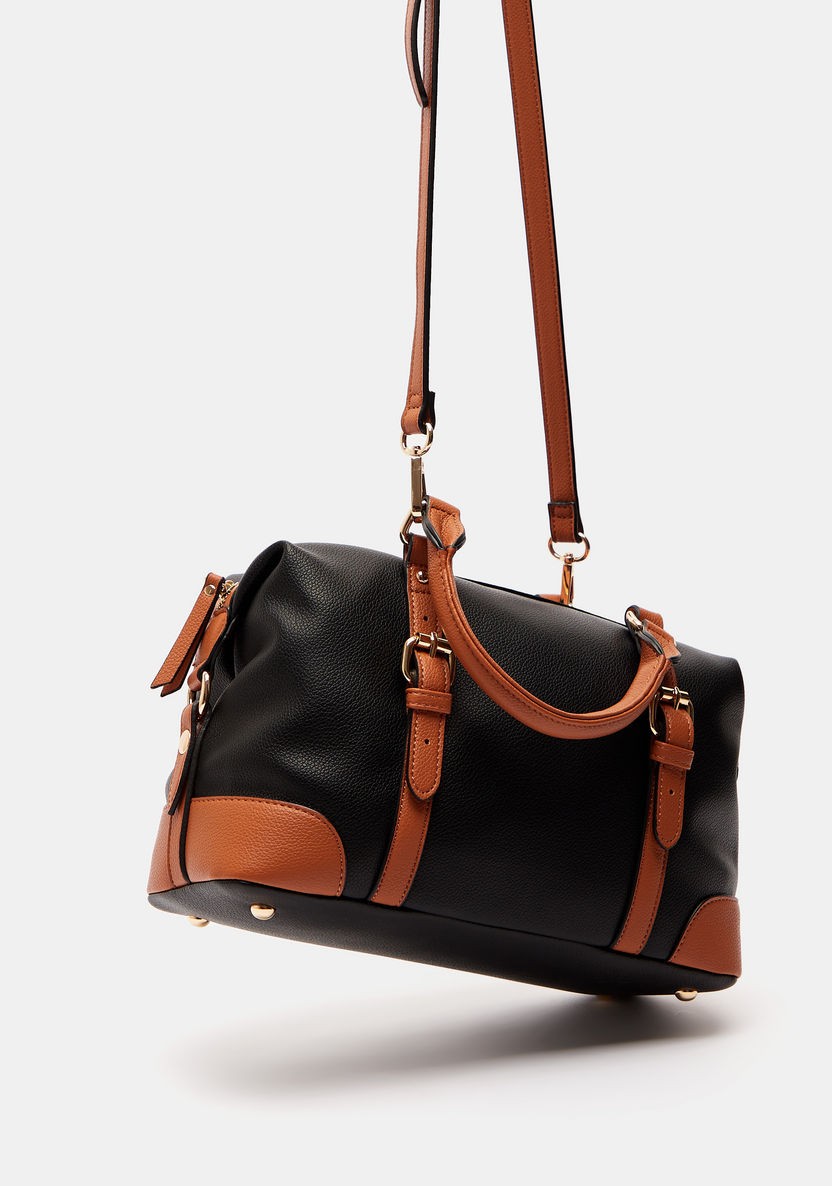 Celeste Solid Bowler Bag with Detachable Strap and Zip Closure-Women%27s Handbags-image-1