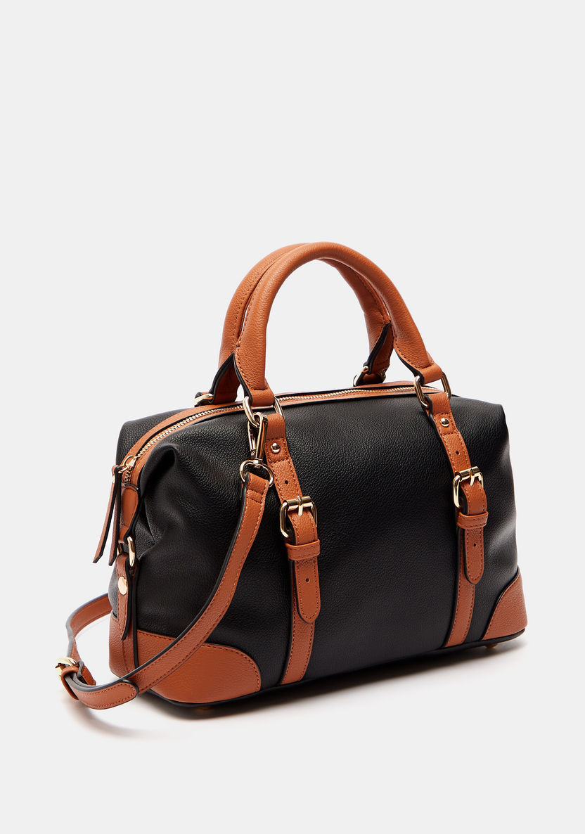 Celeste Solid Bowler Bag with Detachable Strap and Zip Closure-Women%27s Handbags-image-2