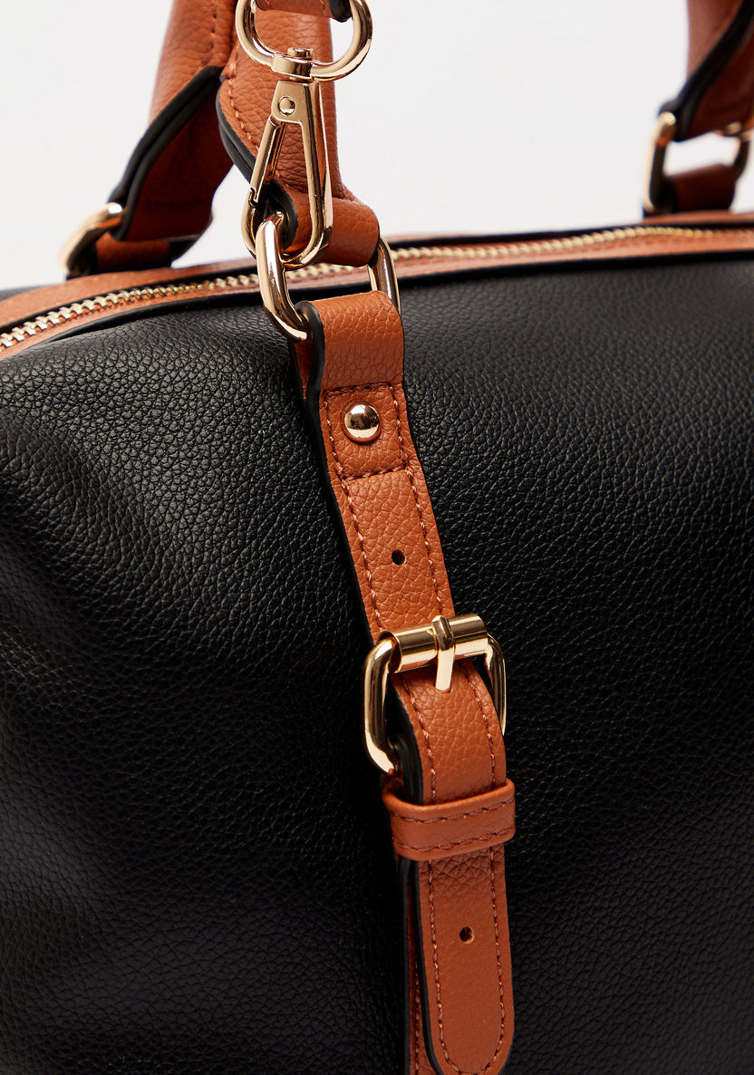 Celeste Solid Bowler Bag with Detachable Strap and Zip Closure-Women%27s Handbags-image-3