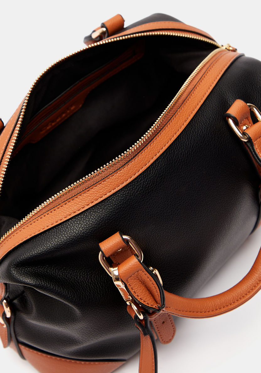 Celeste Solid Bowler Bag with Detachable Strap and Zip Closure-Women%27s Handbags-image-4