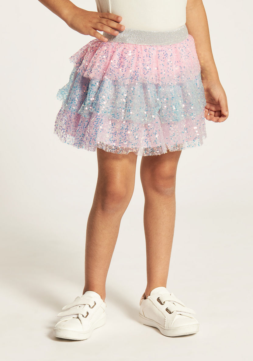 Charmz Embellished Tutu Skirt with Elasticated Waistband-Girls-image-1