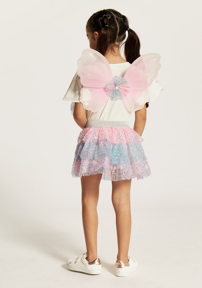 Charmz Embellished Tutu Skirt with Elasticated Waistband-Girls-image-3