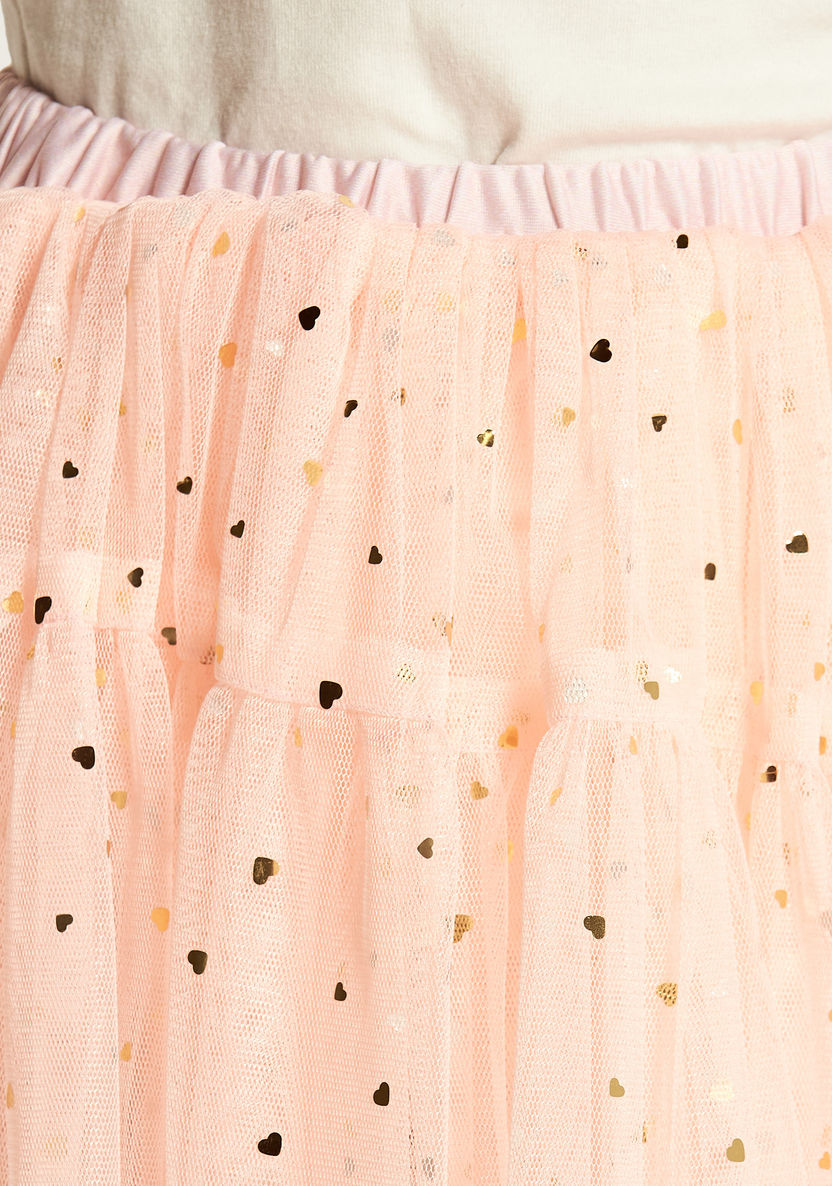 Charmz Embellished Tutu Skirt with Elasticated Waistband-Girls-image-2