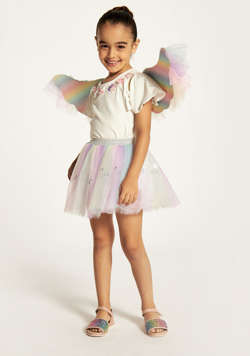 Charmz Glittery Tulle Skirt with Elasticated Waistband-Girls-image-0