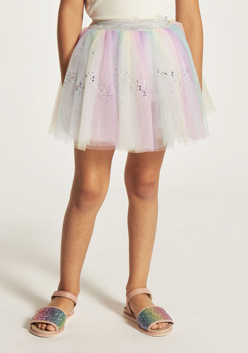 Charmz Glittery Tulle Skirt with Elasticated Waistband-Girls-image-1
