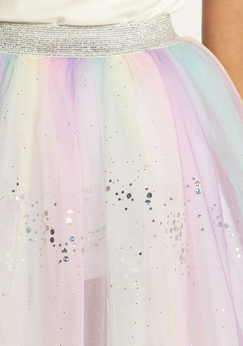 Charmz Glittery Tulle Skirt with Elasticated Waistband-Girls-image-2