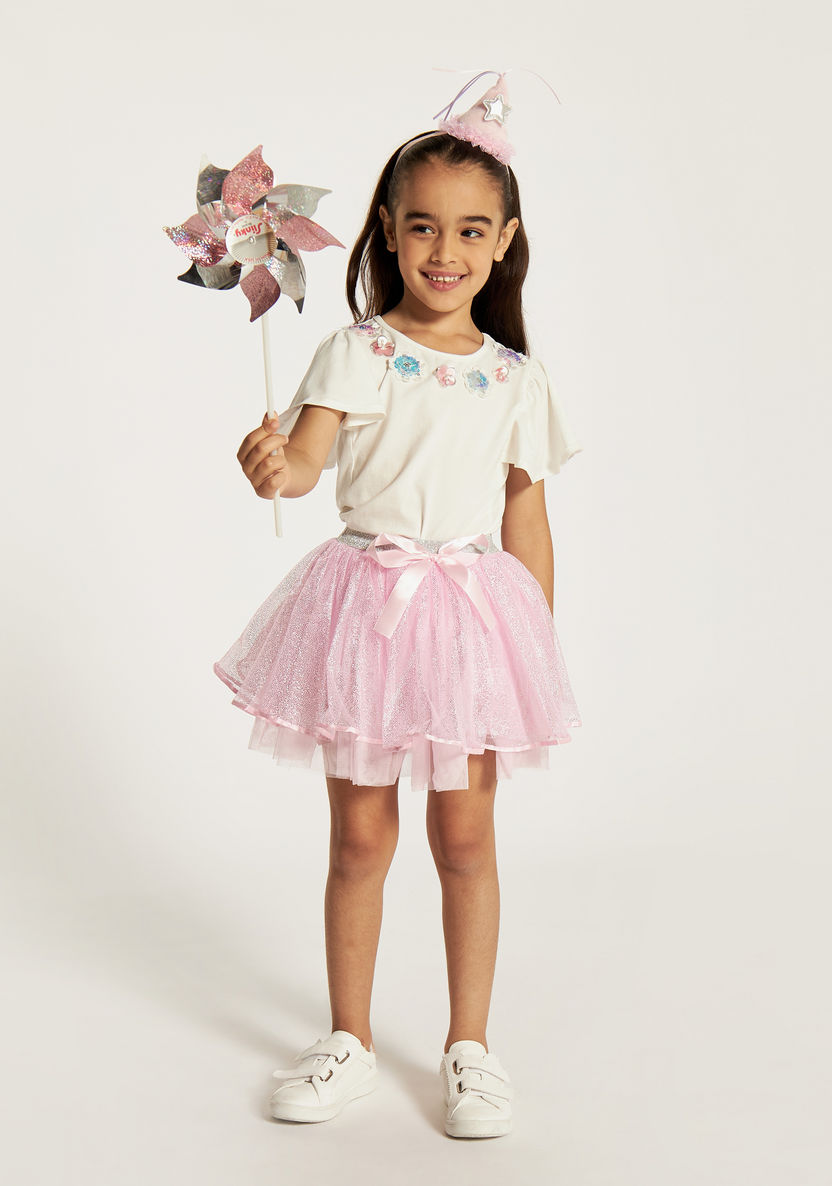 Charmz Bow Accented Tulle Skirt with Headband-Girls-image-0