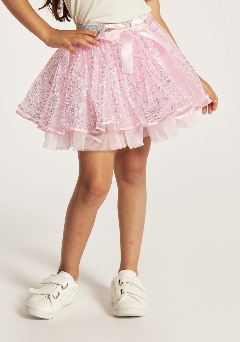 Charmz Bow Accented Tulle Skirt with Headband-Girls-image-1