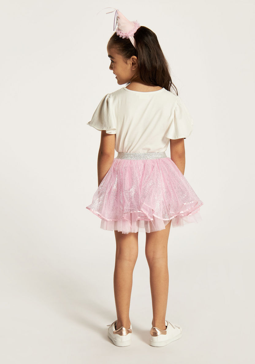 Charmz Bow Accented Tulle Skirt with Headband-Girls-image-3