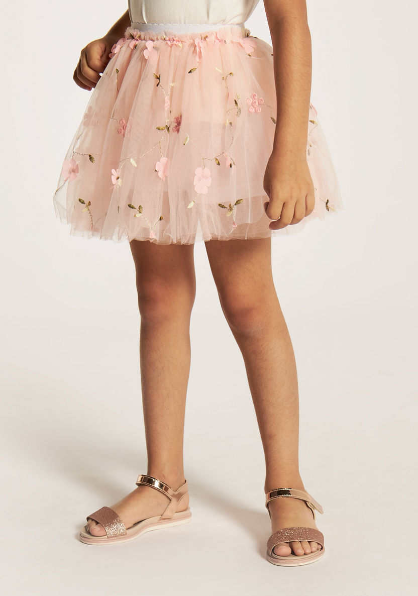 Charmz Embroidered Tulle Skirt with Elasticated Waistband-Girls-image-1