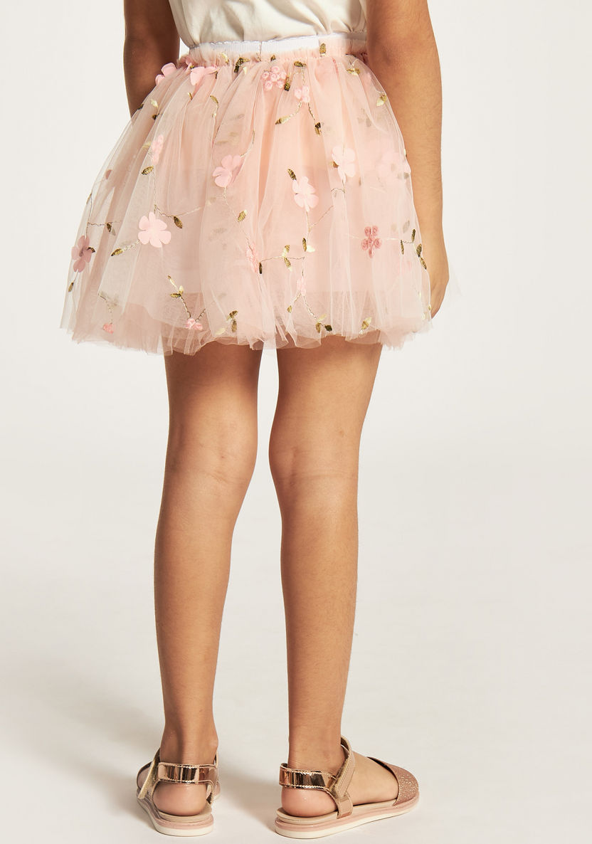 Charmz Embroidered Tulle Skirt with Elasticated Waistband-Girls-image-3