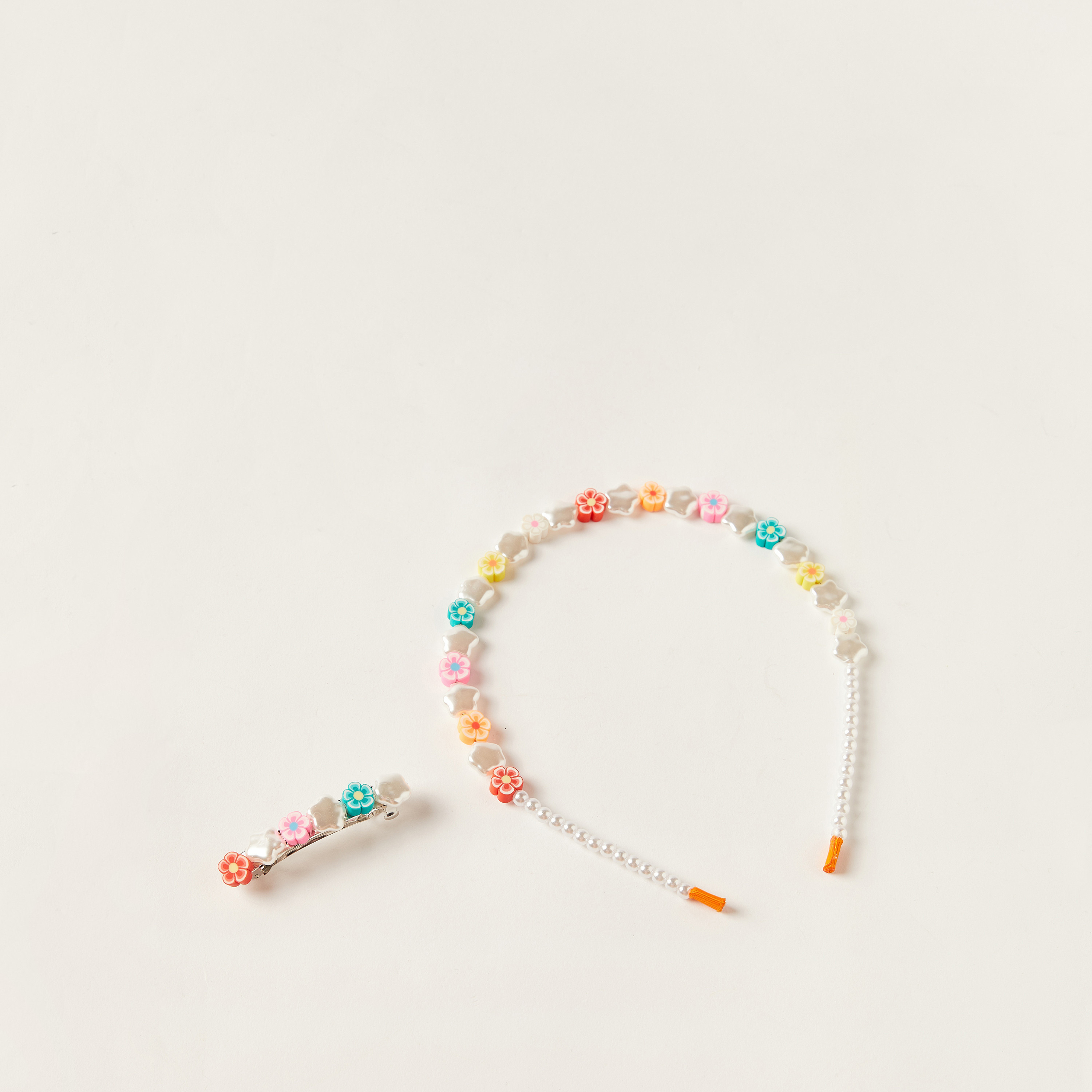 طقم مشبك شعر وشريطة بتزيينات خرز من تشارمز-baby-girls-accessories-hairaccessories-image-1