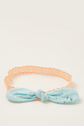 Charmz Lace Textured Headband with Bow Accent