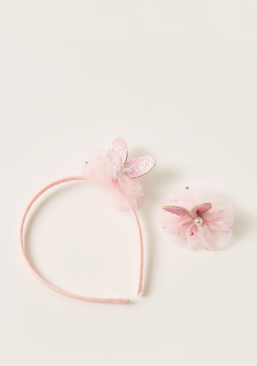 Charmz Floral Embellished Hairband and Hair Clip Set-Hair Accessories-image-0