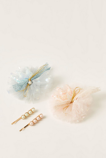 Charmz Embellished 4-Piece Hair Pin and Hair Clip Set