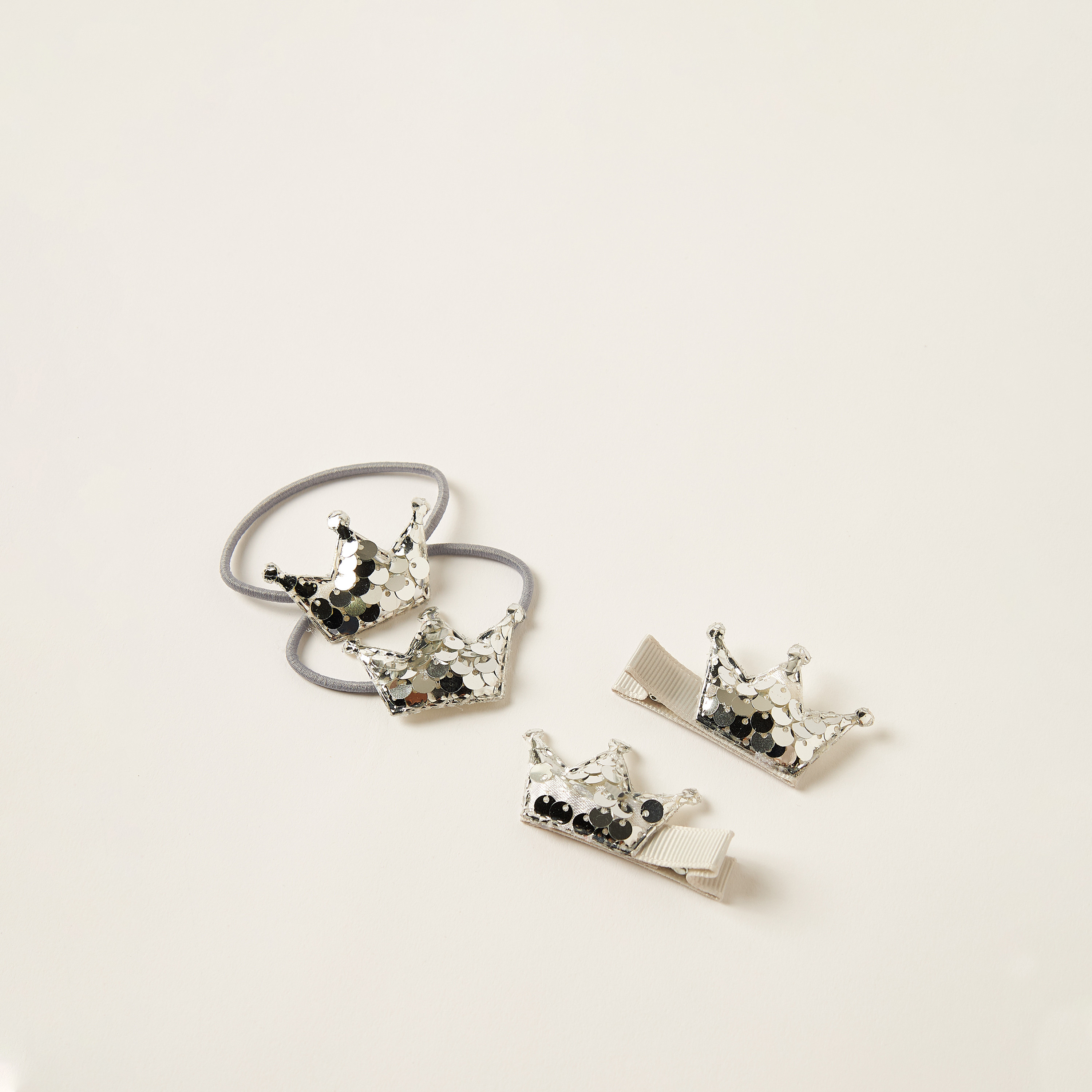 طقم مشبك وربطة شعر بتزيينات تاج 4 قطع من تشارمز-baby-girls-accessories-hairaccessories-image-1