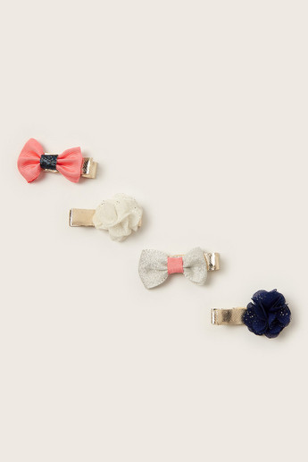 Charmz Bow and Floral Accented Hair Clip - Set of 4