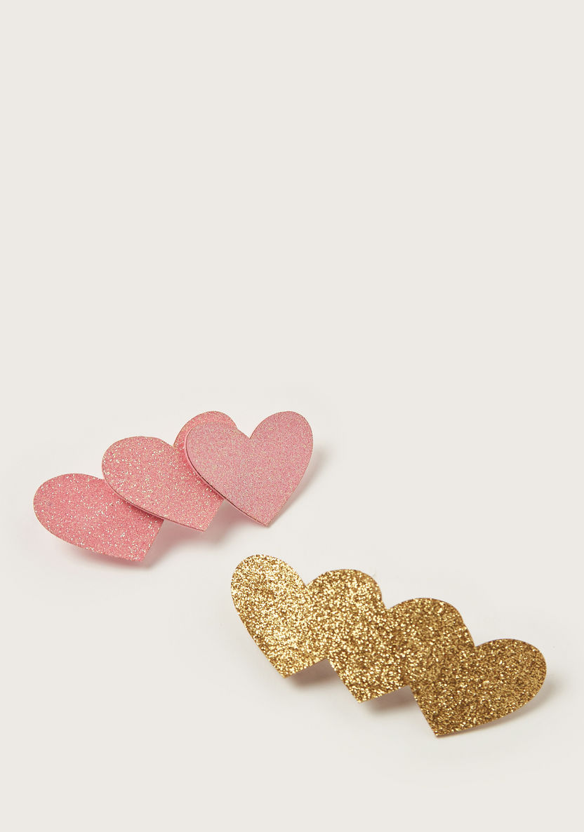 Charmz Hearts Accented Barrette Clip - Set of 2-Hair Accessories-image-0